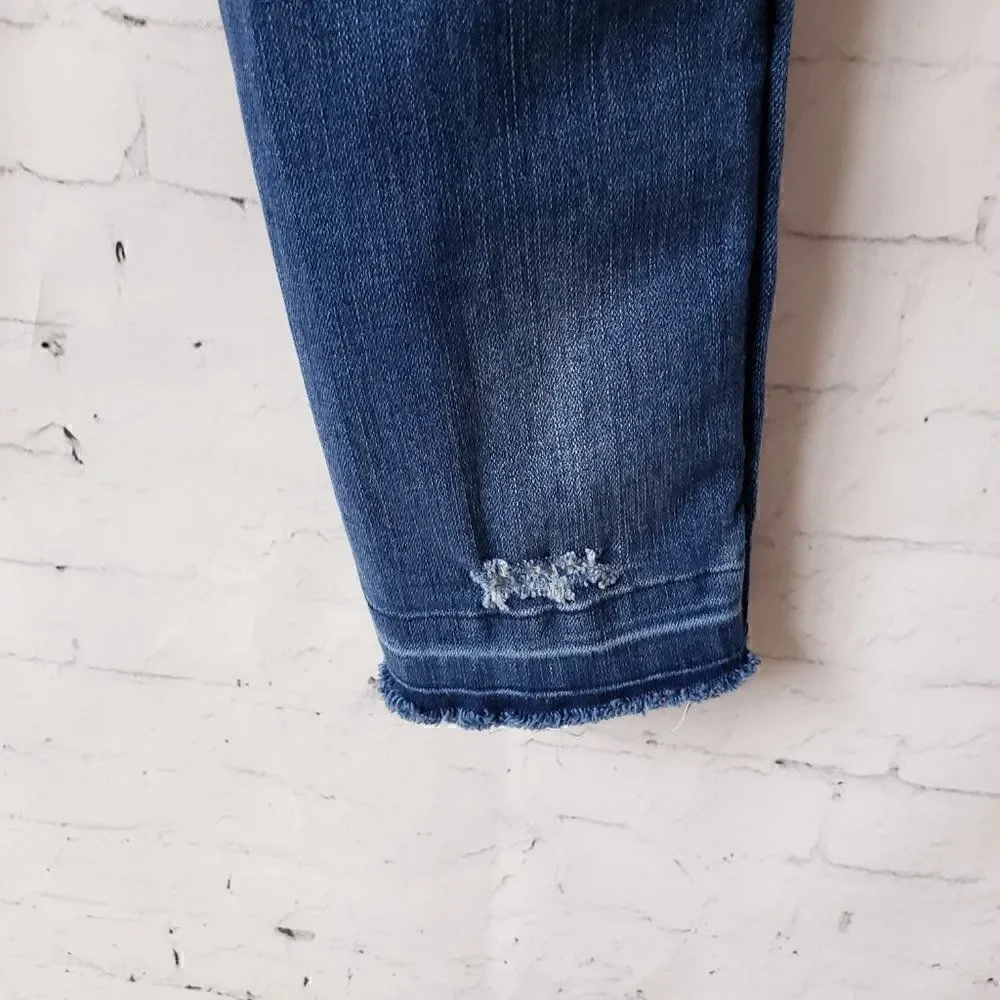 Hudson Girls Jeans Size 12 Dark Wash Distressed Star Studs Stretch Raw Hem